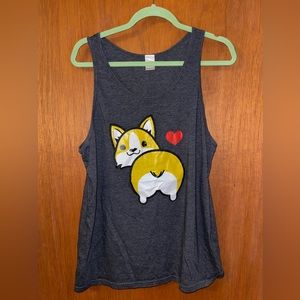 Dark grey Tank top with corgi